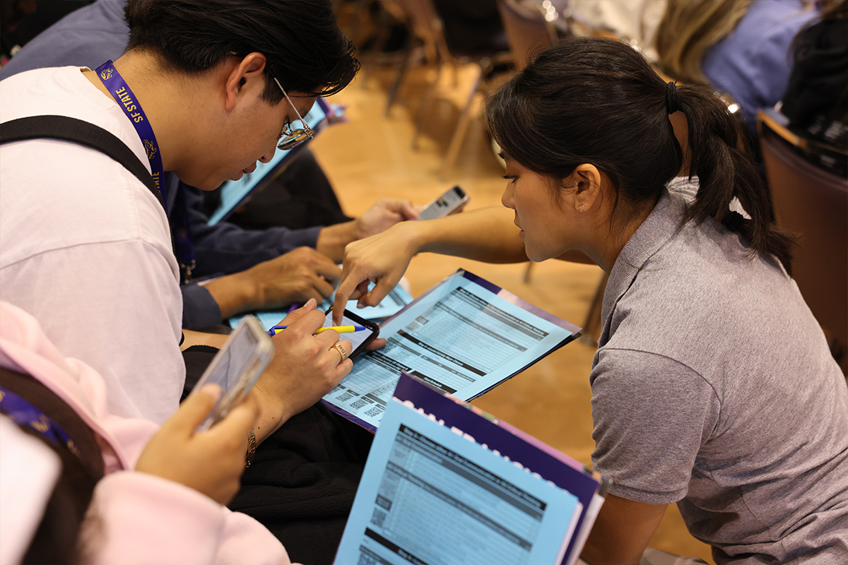 Students using mobile devices